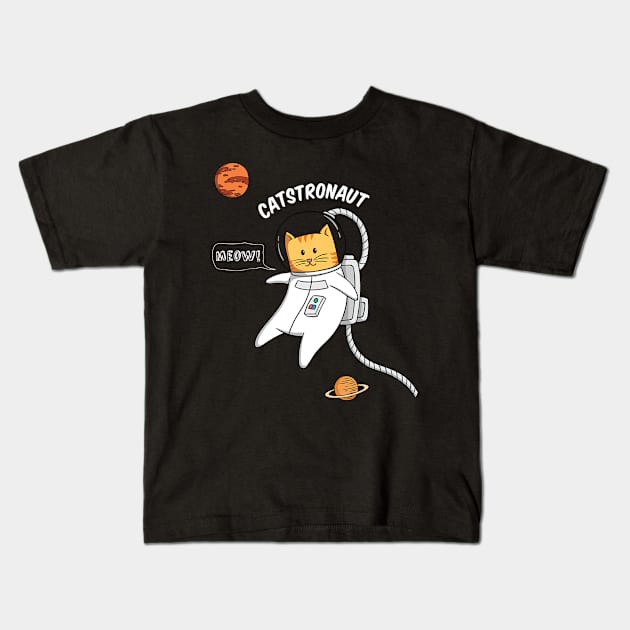 Catstronaut Kids T-Shirt by white.ink